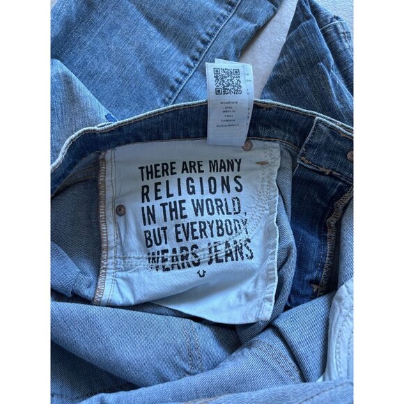 True Religion Jeans Womens Sz‎ 32 Cameron Slim Boyfriend Blue Embroidered Y2K - Picture 10 of 10
